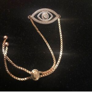 NWOT Gold Plated Signed PAJ BB Diamond Accent Evil eye Bracelet